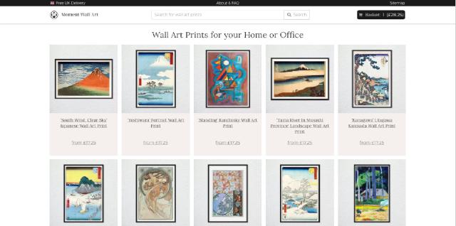Custom e-commerce development for Moment Wall Art